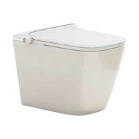WC moderne allongé à poser au sol avec siège chauffant, télécommande, chasse d'eau à jet siphonique, double chasse, réservoir encastré, pour bureau