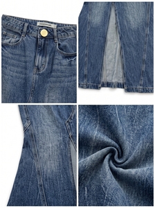 Anjie Falda Larga de Mezclilla para <span class=keywords><strong>Mujer</strong></span>, Estilo Sirena, con Logotipo Personalizado OEM ODM, Etiqueta Privada, Cintura Alta, Costura de Paneles, Venta al por Mayor - Product Image 2