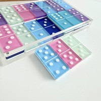 Puhua – Ensemble de dominos en acrylique et plexiglas personnalisé en gros, jeu de table avec boîte de tuiles de dominos pour divertissement familial et fêtes