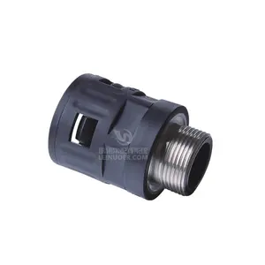 Straight Nylon Quick Plug Flexible Corrugated Conduit Connector with Metal Thread