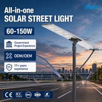 Produsen Lampu Jalan Tenaga Surya Anern 80w 100w 150w All in One Tahan Air IP66 untuk Pembeli Grosir dan Pasokan Proyek