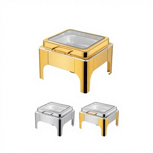 Conjunto de Buffet de Aço Inoxidável Dourado 6L com Rechaud Oblongo Luxuoso para Hotel e Restaurante - Product Image 6