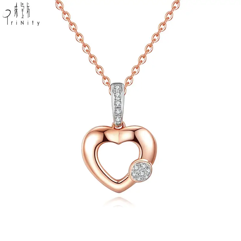 Pendant Sets Latest Fashion Baby Jewelry Custom 18k Gold Real Natural Diamond Heart Pendant Necklace Set