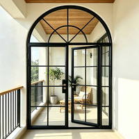 Porte coulissante double en aluminium de style solide avec double vitrage et isolation thermique pour l'extérieur et l'intérieur