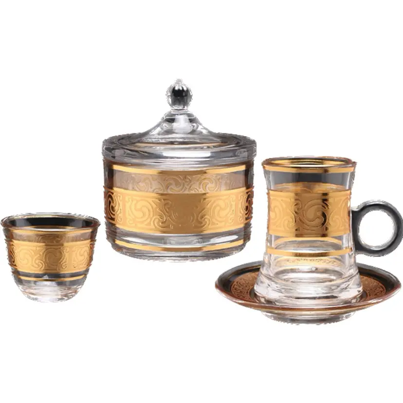 Bán buôn 20 cái mới trang trí tùy chỉnh cà phê & trà Bộ Kính teacup Bộ với đường nồi và Arabic cốc cà phê