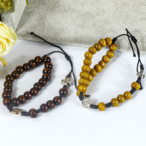 Pulsera de <span class=keywords><strong>Rosario</strong></span> con Cuentas de Madera Natural, Diseño 2026, Joyería Espiritual para Oración, Lista para Enviar - Product Image 6