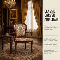 Chaise de salle à manger démontable en bois massif sculpté de style européen, fauteuil vintage classique avec dossier pour maison et villa, fauteuil antique
