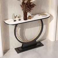 Console d'entrée moderne en métal de style italien, inspirée du luxe minimaliste, avec plateau en ardoise, idéale pour les entrées