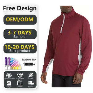 เสื้อวอร์มแบบถักแบบสวมหัวมีซิปสำหรับเล่นกอล์ฟแบบพอดีตัวแห้งแบบกำหนดเองได้4ทาง - Product Image 1