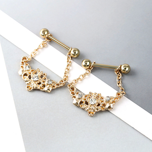 Zesen Fine <span class=keywords><strong>Piercing</strong></span> Jewelry Anillo de pezón de acero inoxidable con flor dorada Estilo punk <span class=keywords><strong>Pecho</strong></span> y <span class=keywords><strong>pecho</strong></span> <span class=keywords><strong>Piercing</strong></span> Accesorio - Product Image 1