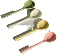 Cuillère à soupe et à salade en céramique japonaise Eastern Rock avec manche long pour un usage domestique, nouilles de riz et plats
