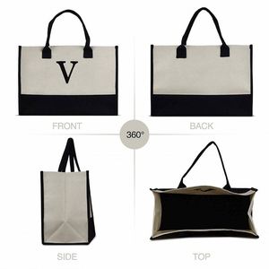 Beach <b>Tote</b> <b>Bags</b> for Women Personalize Embroidery Initial Monogram Large <b>Bag</b> 100% Cotton Canvas <b>Bridesmaid</b> Bachelorette Gift - Product Image 2