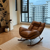 Fauteuil à bascule moderne et ergonomique, chaise à bascule avec base en bois et structure en métal, chaise longue pour la maison, le salon, la chambre à coucher