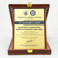 Boîte à certificats en bois pliable personnalisée avec plaque dorée MH-LJ0017