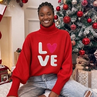 Pull-over en laine/viscose pour femme Verdant Strokes, style preppy, à double boutonnage, manches lanternes, boutons sur le devant, pour Noël