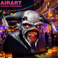 Tête de démon géante gonflable, accessoire d'horreur pour Halloween, pour événement en plein air