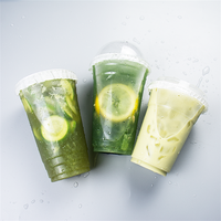 Gobelets en plastique PET jetables personnalisés Huitianchen, transparents, à paroi simple, 10 oz, 12 oz, 16 oz, 18 oz, 20 oz, 24 oz, 32 oz avec couvercles pour le thé