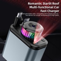 Chargeur de téléphone rotatif 12V 24V Type C en gros, aromathérapie 4-en-1 pour voiture avec câbles rétractables, lumière d'ambiance étoilée 180W