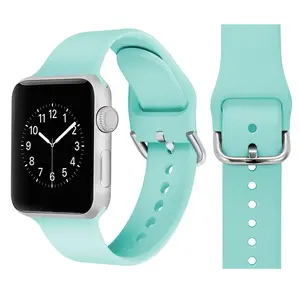Soft Silicone Sport Band for Apple Watch SE 7 Series 44MM 40MM Rubber Watchband Strap on iWatch 654321 bracelet