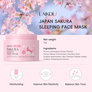 LAIKOU มาส์กบำรุงผิวหน้าสูตรซ่อมแซมผิว ชุ่มชื้น กระจ่างใส ไม่ต้องล้างออก กลิ่นซากุระญี่ปุ่น - Product Image 3