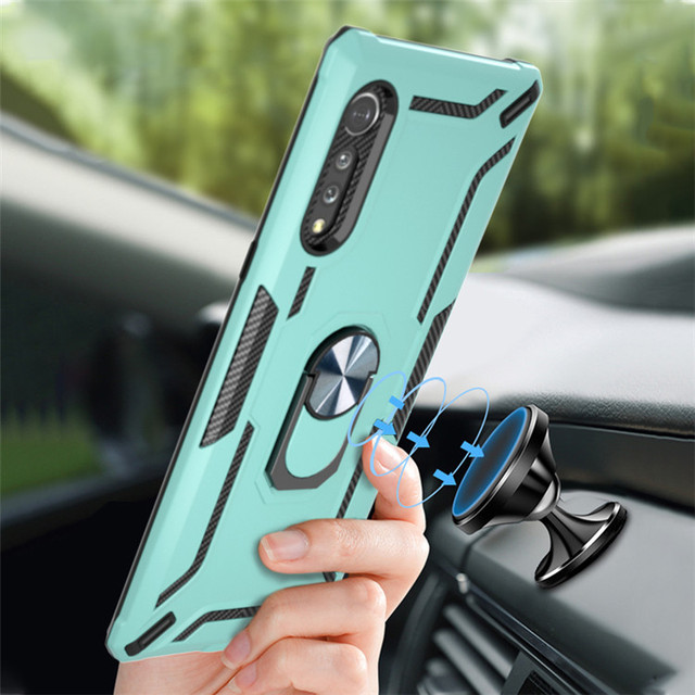 New 360 Metal Ring Phone Holder Magnetic Car Mount Carbon Fiber Shockpoorf Phone Cases for LG Velvet G7 G8 V40 ThinQ G6 V30 Case