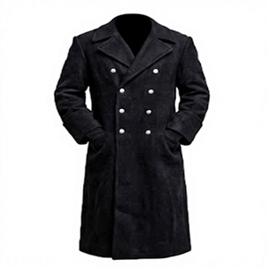 Men's Double Breasted Long Trench Coat <b>Woolen</b> Outerwear With Collar Button Closure Business Casual - Product Image 2