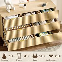Commode moderne en bois massif à 6 tiroirs avec rangement multifonctionnel pour salon et chambre à coucher