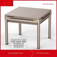 Table de Mahjong Électrique Multifonctionnelle Haut de Gamme en Métal Écologique, Double Usage (Table à Manger), Quatre Ports, pour Usage Domestique
