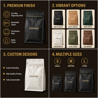 Sac à café en papier kraft biodégradable de haute qualité, résistant à l'humidité, avec valve, fond plat, pochette autoportante avec fermeture à boucle métallique