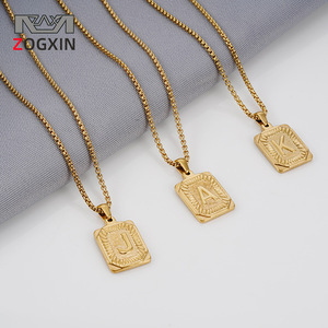 ZOGXIN Hip Hop Stainless Steel Letter Pendant Necklace For Men Gold Plated Alphabet Chain Jewelry Daily Wear Gift - Product Image 1