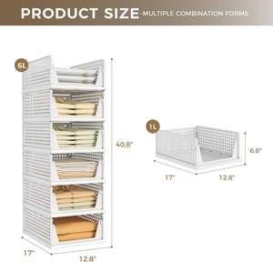 Custom Wardrobe Folding Storage <b>Basket</b> with Pull-Out Divider Modern PP <b>Plastic</b> Layered Organizer Shelf - Product Image 2