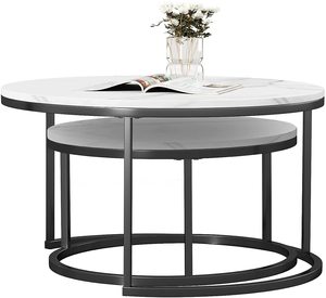 Ensemble de Tables Basses Rondes Modernes et Durables à Cadre Métallique pour Salon, Table Centrale, Meuble de Table Basse Minimaliste en Gros - Product Image 6
