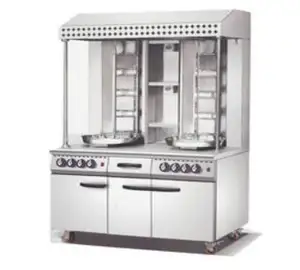Vertikal berputar BBQ Grill LPG Gas Kebab daging mesin Rotisserie komersial Doner daging Oven Shawarma