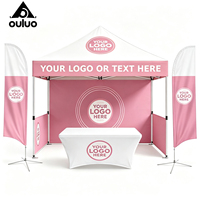 Tente de stand d'exposition personnalisée en tissu Oxford 300D rose 10x10 pieds avec impression de logo sur mesure, type extensible, pour l'intérieur et l'extérieur, grande taille