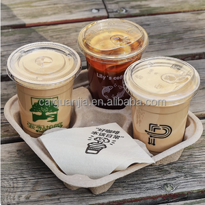 Gobelets jetables carrés en plastique PET pour café et thé au lait avec couvercles transparents écologiques - Product Image 5