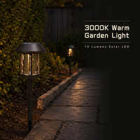 Lampe solaire de jardin en plastique noir, LED SMD 10LM, blanc chaud 3000K, batterie Ni-MH 700mAh, panneau 48x48mm, lampe de chemin extérieure
