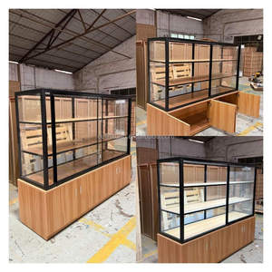 Mostrador de Exhibición de Madera para Panadería, Vitrina de Vidrio para Pastelería con Armario de Almacenamiento para Panadería - Product Image 4