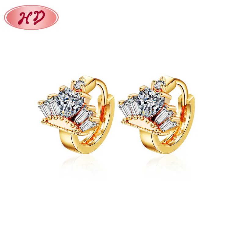 Stylish Jewelry Wholesale Crown Shape Korean Style Circle Ring Piercing Earrings Huggie Small Hoop Earrings For Women
