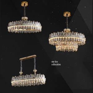 2024 nouvelles lumières de luxe moderne led cristal coquille cercle suspension pour hôtel salon - Product Image 2