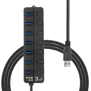 USB3.0 Extenseur haute vitesse à 7 ports Hub d'ordinateur Commutateur indépendant Contrôle de groupe Répartiteur USB 3.0 haute vitesse Stock d'amarrage - Product Image 4