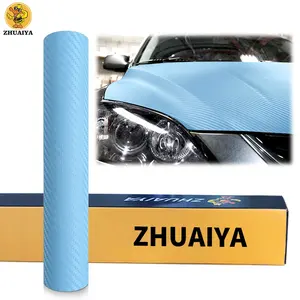 ZHUAIYA 1,52X30 м, без пузырьков, без остатков, 3D матовый глянцевый светло-голубой углеродного волокна, автомобильные обертки, светло-голубой