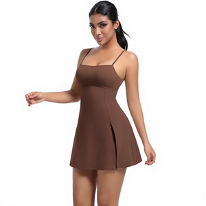 Abito Sportivo Lungo <span class=keywords><strong>da</strong></span> Donna Anti-sfilacciamento, Senza Cuciture, Traspirante in Spandex/Nylon, con Imbottitura sul Petto, per Yoga e Tennis - Product Image 1