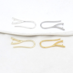 18k genuine gold color-preserving copper plated smooth U-shaped ear <b>hook</b> pearl DIY handmade <b>earrings</b> ear <b>hook</b> accessories with - Product Image 2