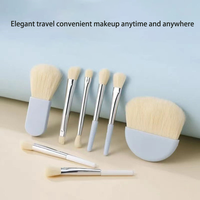 Lot de 6 mini pinceaux plats portables ultra doux en nylon pour poudre, fond de teint, fard à joues, estompage, eye-liner et fard à paupières