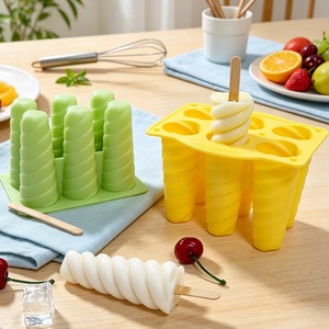 Silicone Ice Cream Mold 6 Cavity Starfruit Spiral Shape Food Grade With Lid For Easy Demolding DIY Dessert Tools - Product Image 3