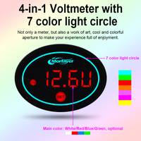 Model Baru Monitor Multifungsi Mode 4-in-1 untuk Motor, Menampilkan Waktu, Suhu, dan Voltmeter dengan 7 Warna Lampu