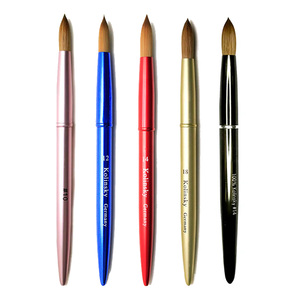Pinceau à ongles en acrylique 100% pur Kolinsky avec logo personnalisé, manche métallique ondulé multicolore, différentes tailles # 6- # 24 - Product Image 1