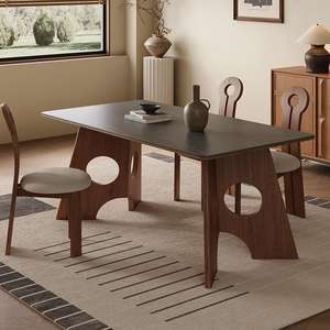 ठोस लकड़ी पर्यावरण के अनुकूल हस्तनिर्मित 6-सीटर आयताकार डाइनिंग टेबल आधुनिक संगमरमर शीर्ष डाइनिंग सेट - Product Image 3