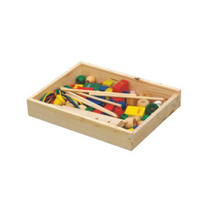 Juguete de cadena de cuentas de madera Jinyu para rehabilitación, entrenamiento de coordinación mano-ojo para niños de 2 a 4 años, material de arce - Product Image 2