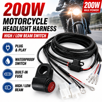 Faisceau de phare de moto 200W avec interrupteur de feux de croisement/route, étanche, Plug & Play, 12V, universel, compatible Harley Davidson